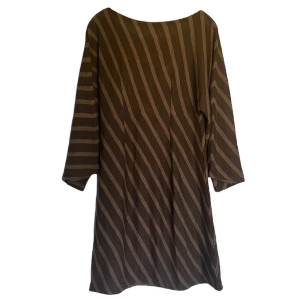 ALICE + OLIVIA Tonal Stripe Wool Dolman Sleeve Boatneck Collar Mini Dres…